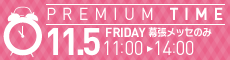 PREMIUM TIME　今年、初登場！　11.5 FRIDAY　幕張メッセのみ　11:00-14:00