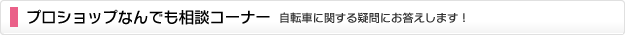 プロショップなんでも相談コーナー　自転車に関する疑問にお答えします！