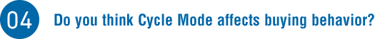 04 Do you think Cycle Mode affects buying behavior?